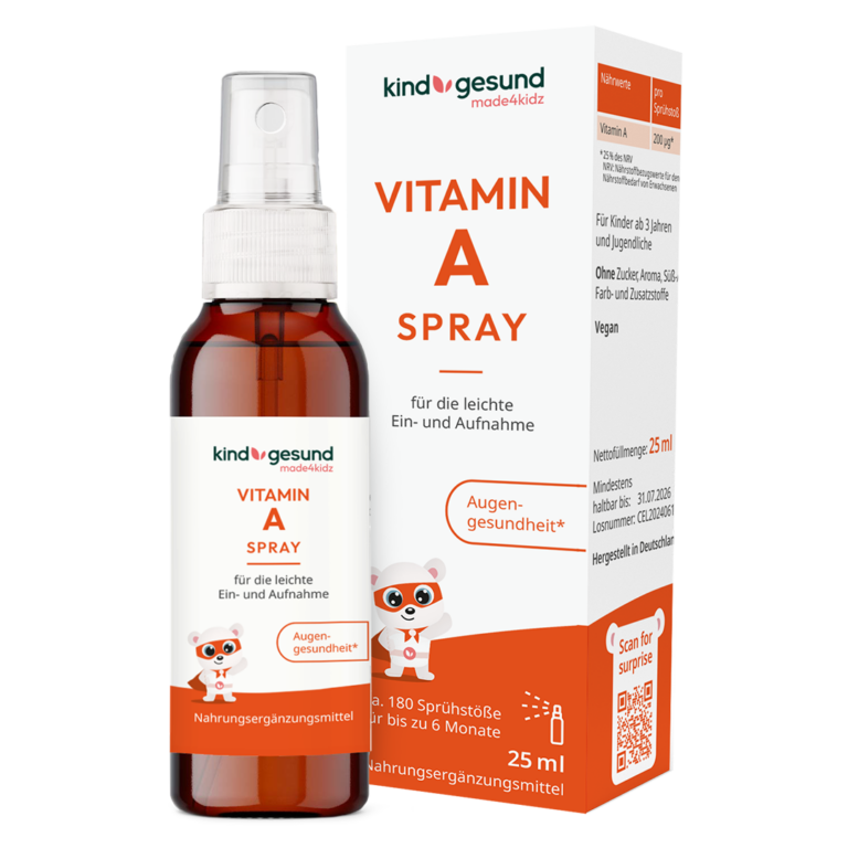 kindgesund Vitamin-A-Spray Frontansicht mit Umkarton